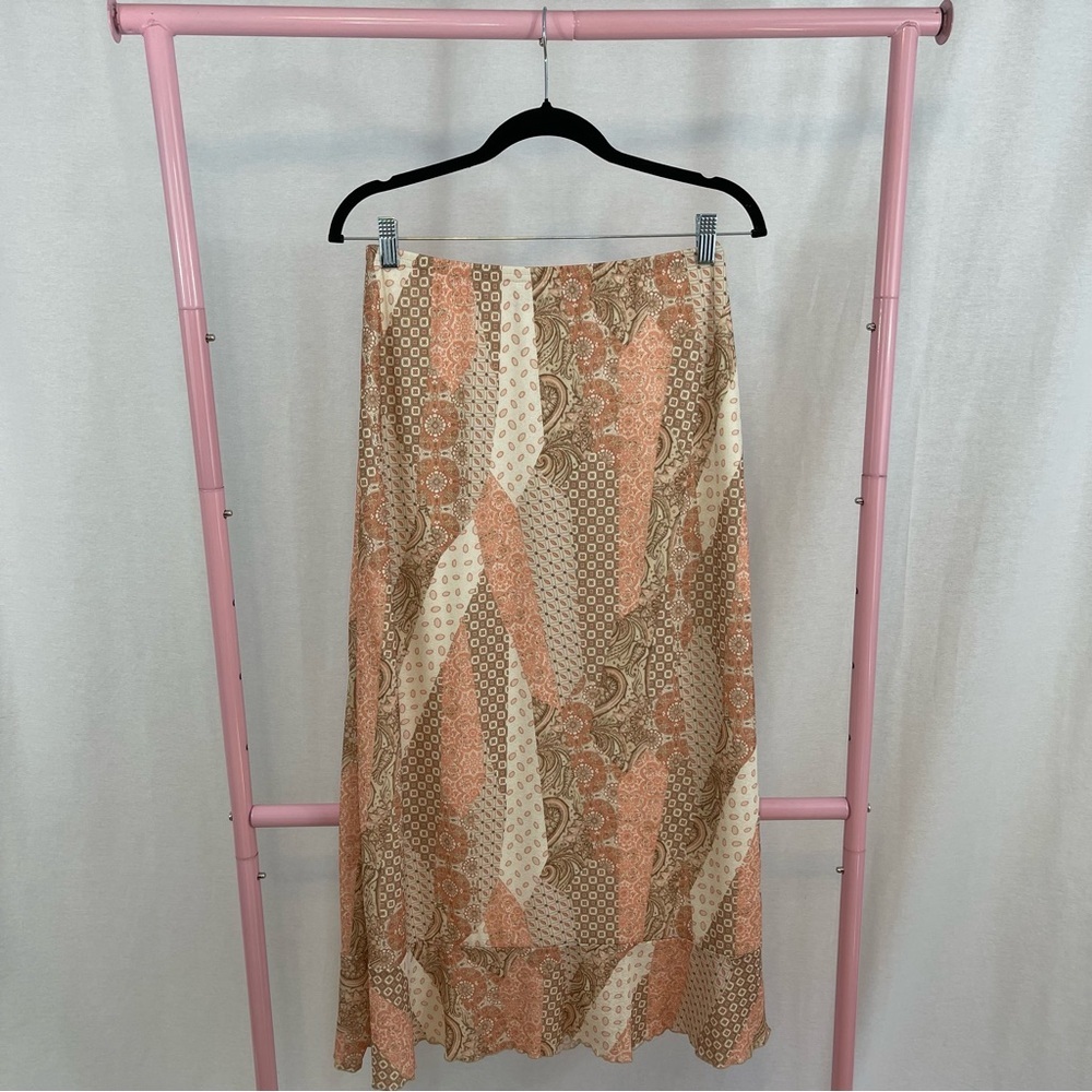 Vintage Rikki J Pink Paisley Print Maxi Skirt size Medium